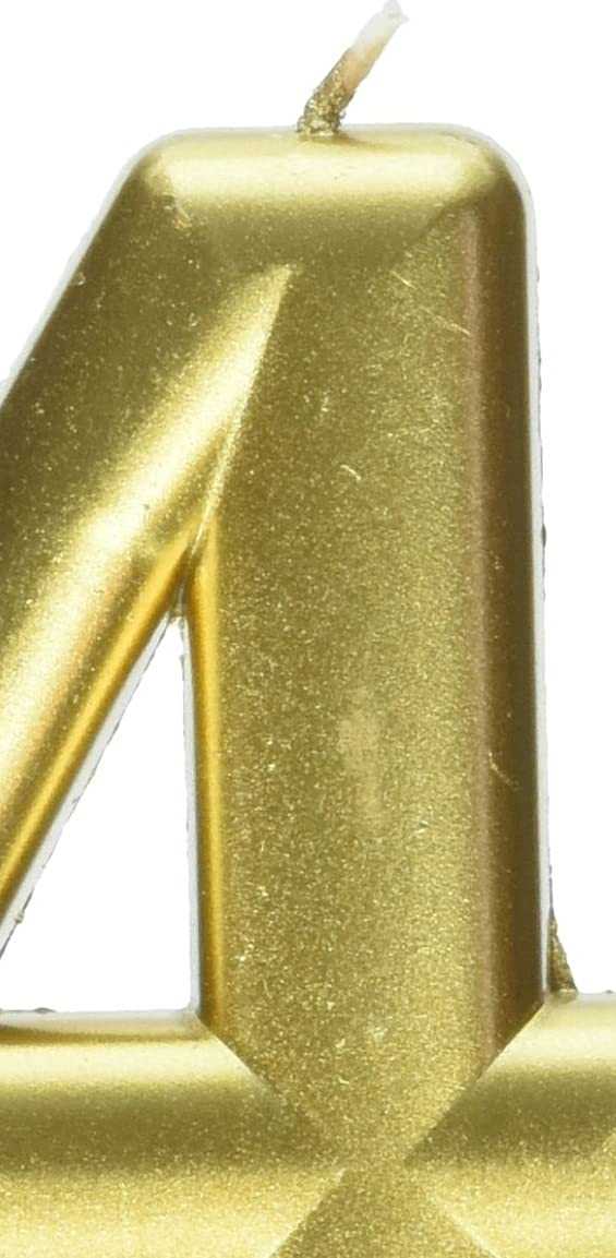 Amscan Gold Metallic Birthday Candle, 3 1/4" Wax Party Supply, Model 170420, 1 Piece