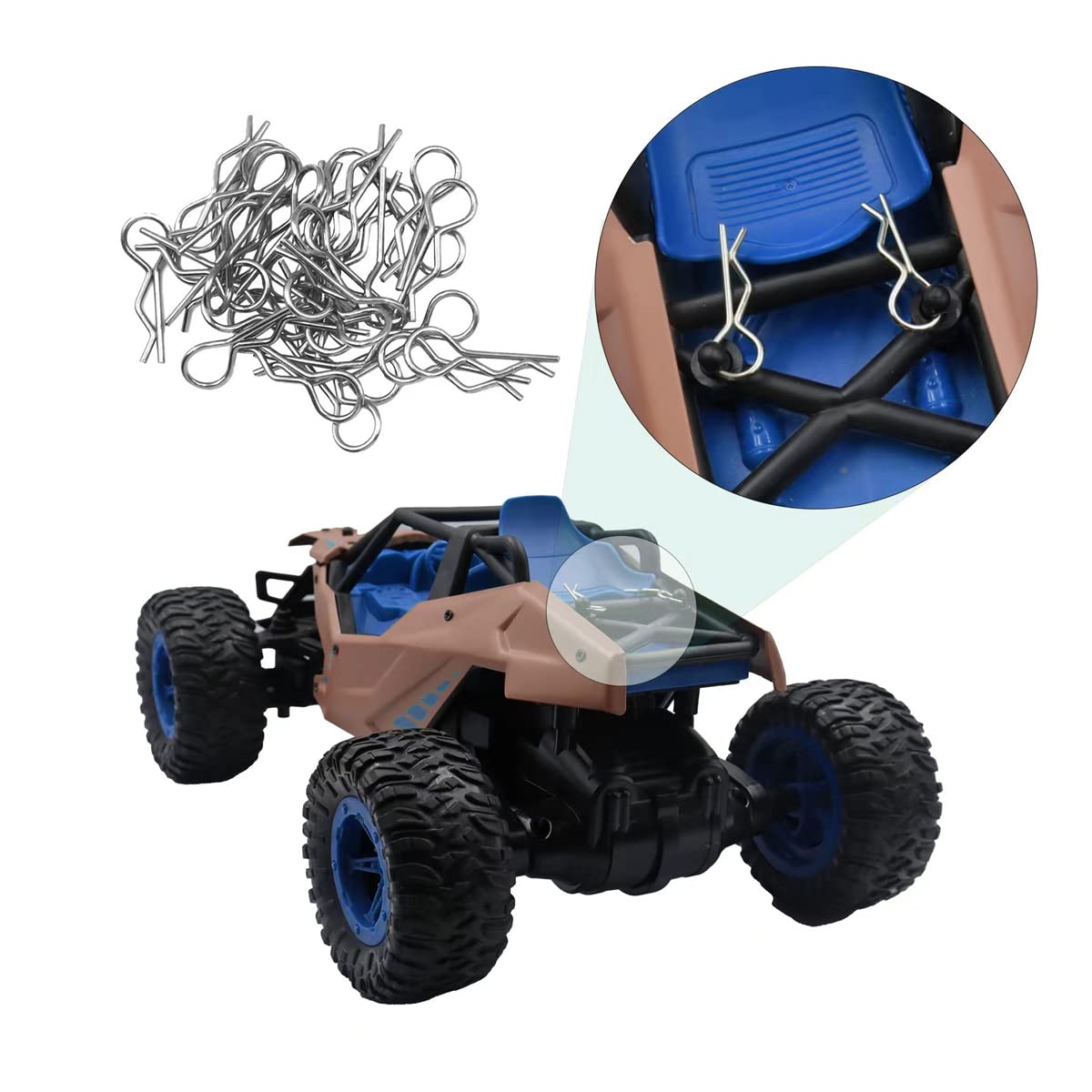 180pcs Universal RC Body Clips Car Clips Steel R Clips Stainless Steel for All 1/8 1/10 1/12 Scale Traxxas Redcat HPI Himoto HSP
