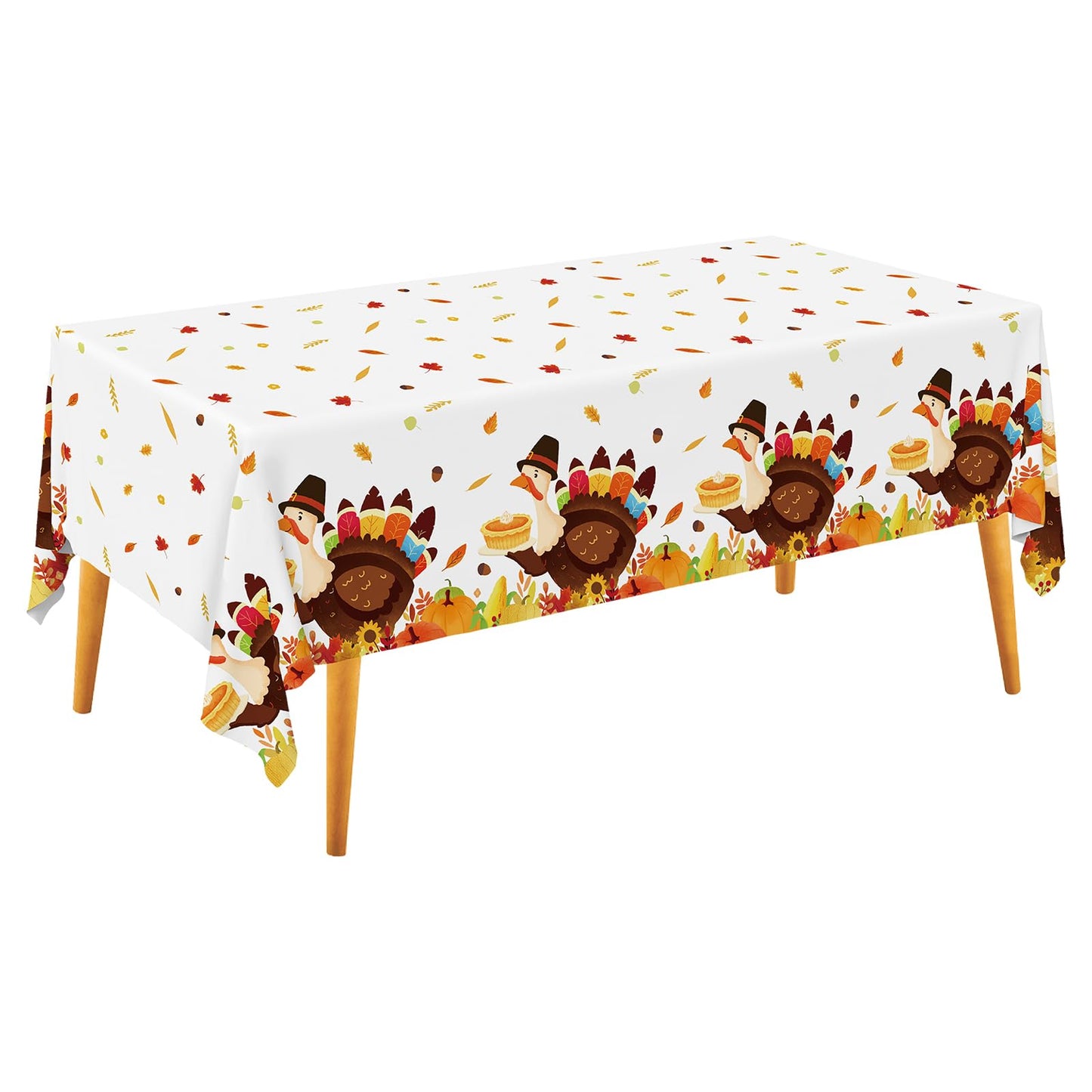 Thanksgiving Turkey Party Supplies - 2 Pack Disposable Plastic Tablecloth, 54   x108    Table Cover Ideal for Autumn and Thanksg