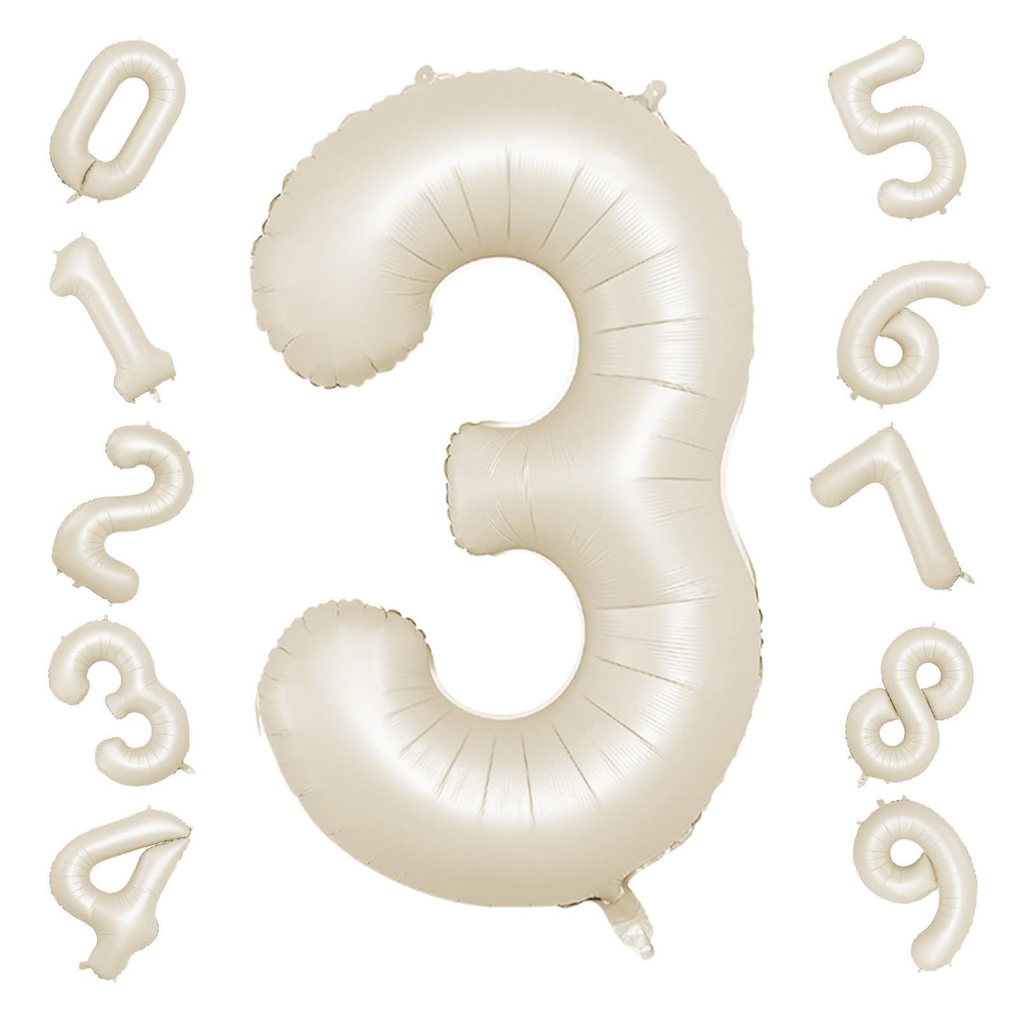 40 Inch Cream Number 3 Balloon, Beige Large 3Rd Birthday Balloons, Digital 3 Cream White Giant 3 Foil Balloon Helium For Boys Gi