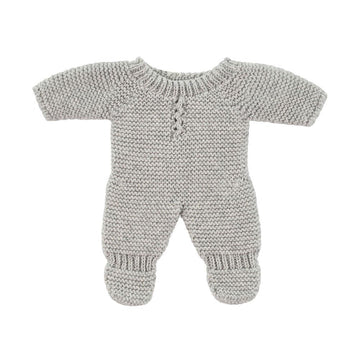 Miniland Clothes For Dolls 8 1/4'' Knitted Pajama Gray Color - Eco, Made In Spain, Quality, Role Play, Educational