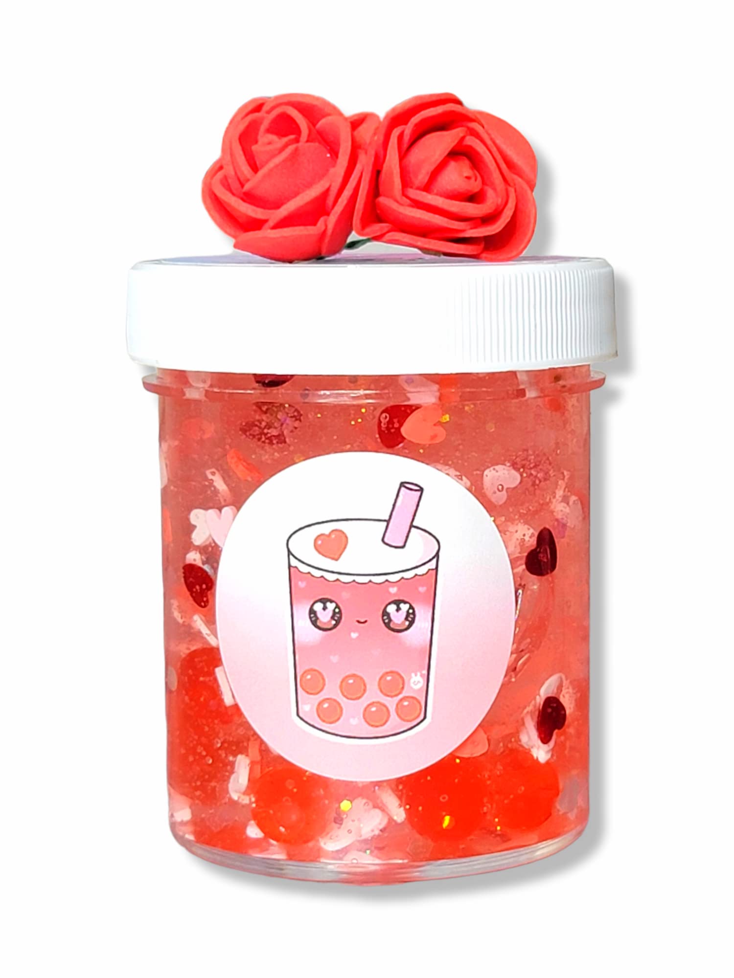 Sweetheart Popping Boba Handmade Scented Clear Slime 4Oz - Hoshimi Sli ...