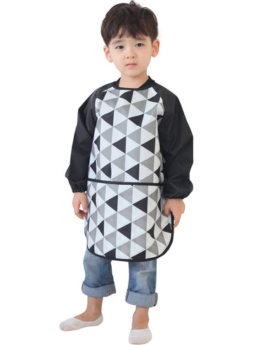 Plie Waterproof Kids Art Smocks 37 Colors (Age 1-10, S-Xxl Size), Black Triangle (21-M)