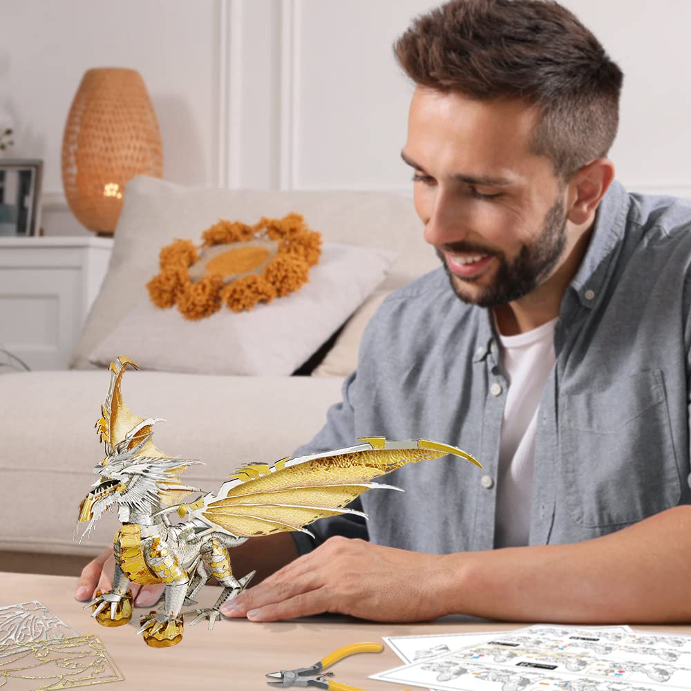 Piececool 3D Metal Puzzles For Adults, Glorystrom Dragon 3D Metal Model Kits, Brain Teaser Puzzles Diy Assembling Crafts For Str