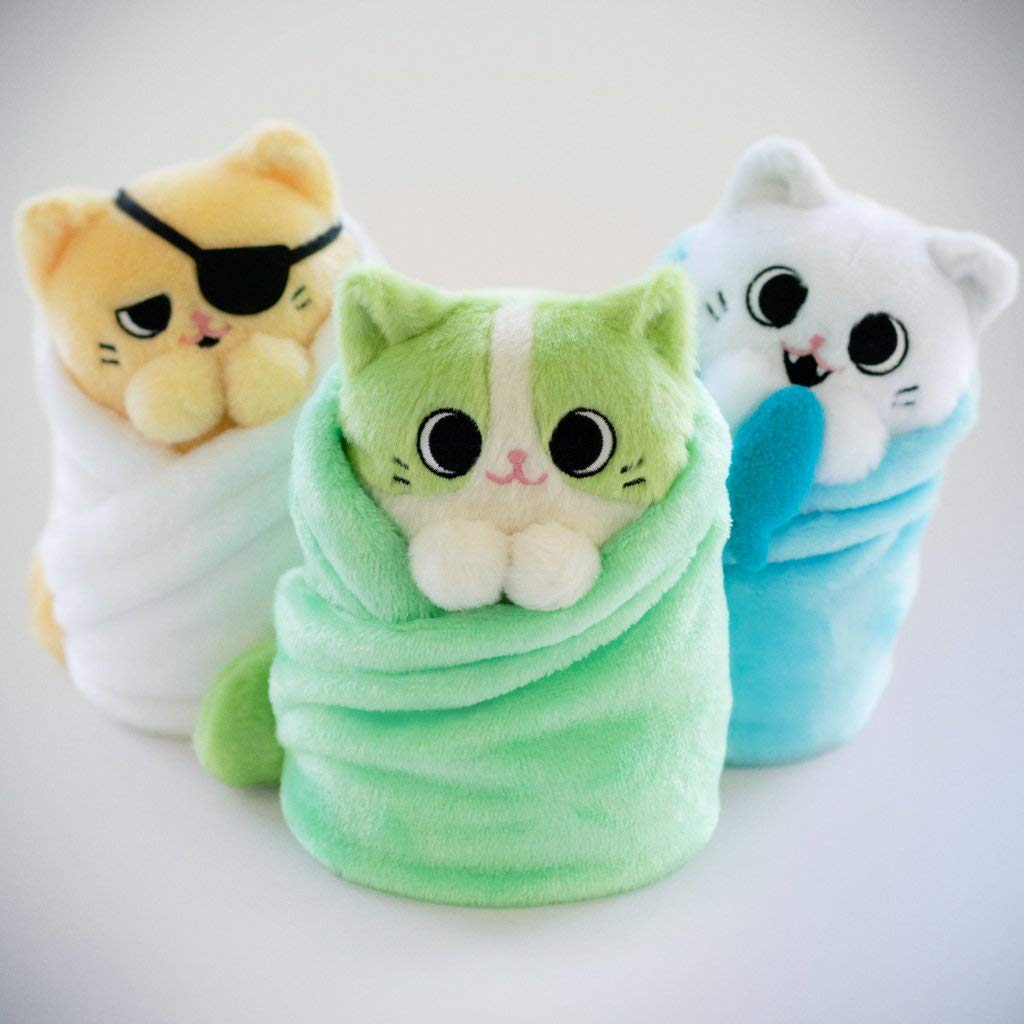 Hashtag Collectibles Purritos Series 2 Cat Toy Figure - 7" Multi-colored Fabric Matcha, Fishbone, Tamago