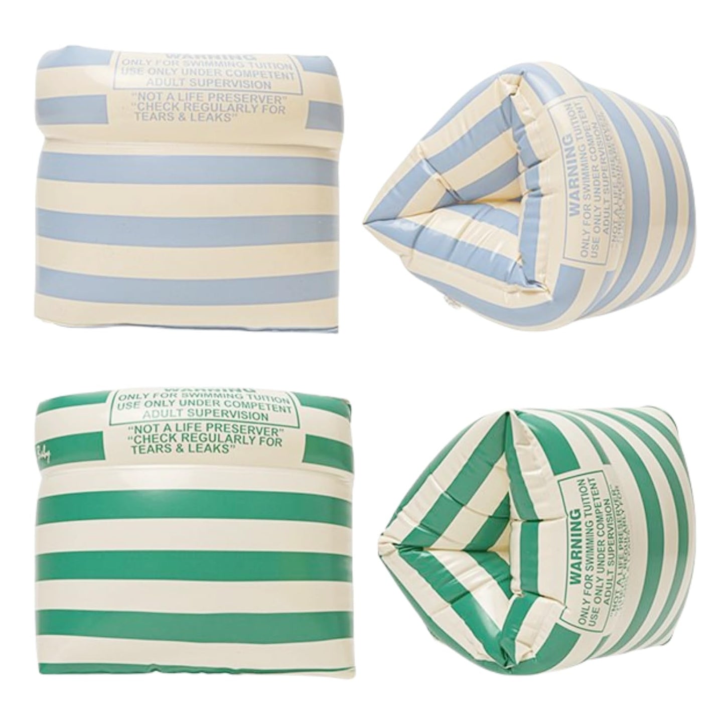 2-4 Pack Arm Floaties for Kids mature-themed - Vintage Striped Inflatable PVC Swimming Rings Pool Floats Arm Bands for Kids mature-themed Toddlers Children 3-5-6-12 Years (Blue+Green)