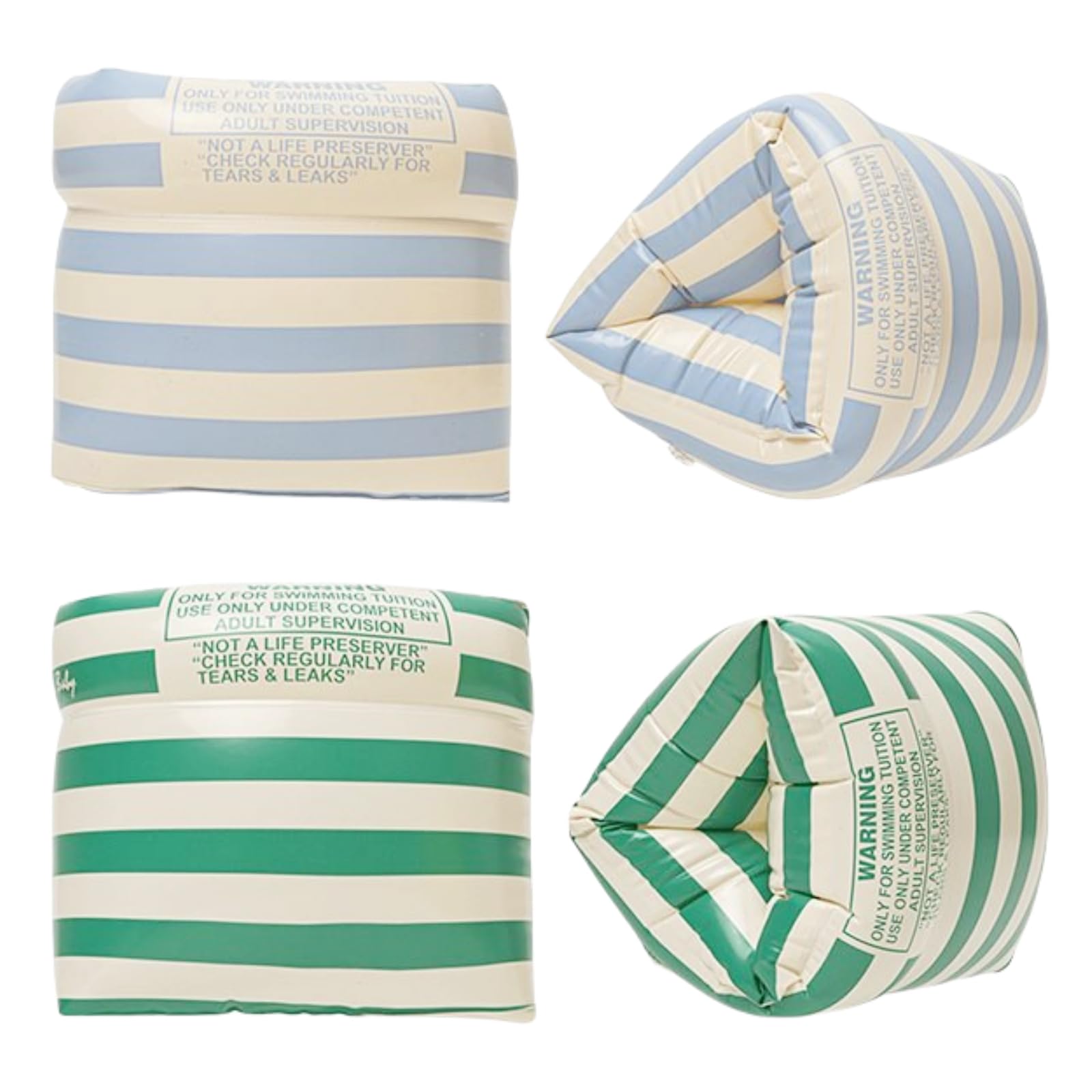 2-4 Pack Arm Floaties for Kids mature-themed - Vintage Striped Inflatable PVC Swimming Rings Pool Floats Arm Bands for Kids mature-themed Toddlers Children 3-5-6-12 Years (Blue+Green)