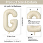 Biapian 40 Inch Letter G Balloons, Giant Cream G Foil Balloon, Big Single Alphabet A-Z Balloons, Beige Large Aluminum G Balloons