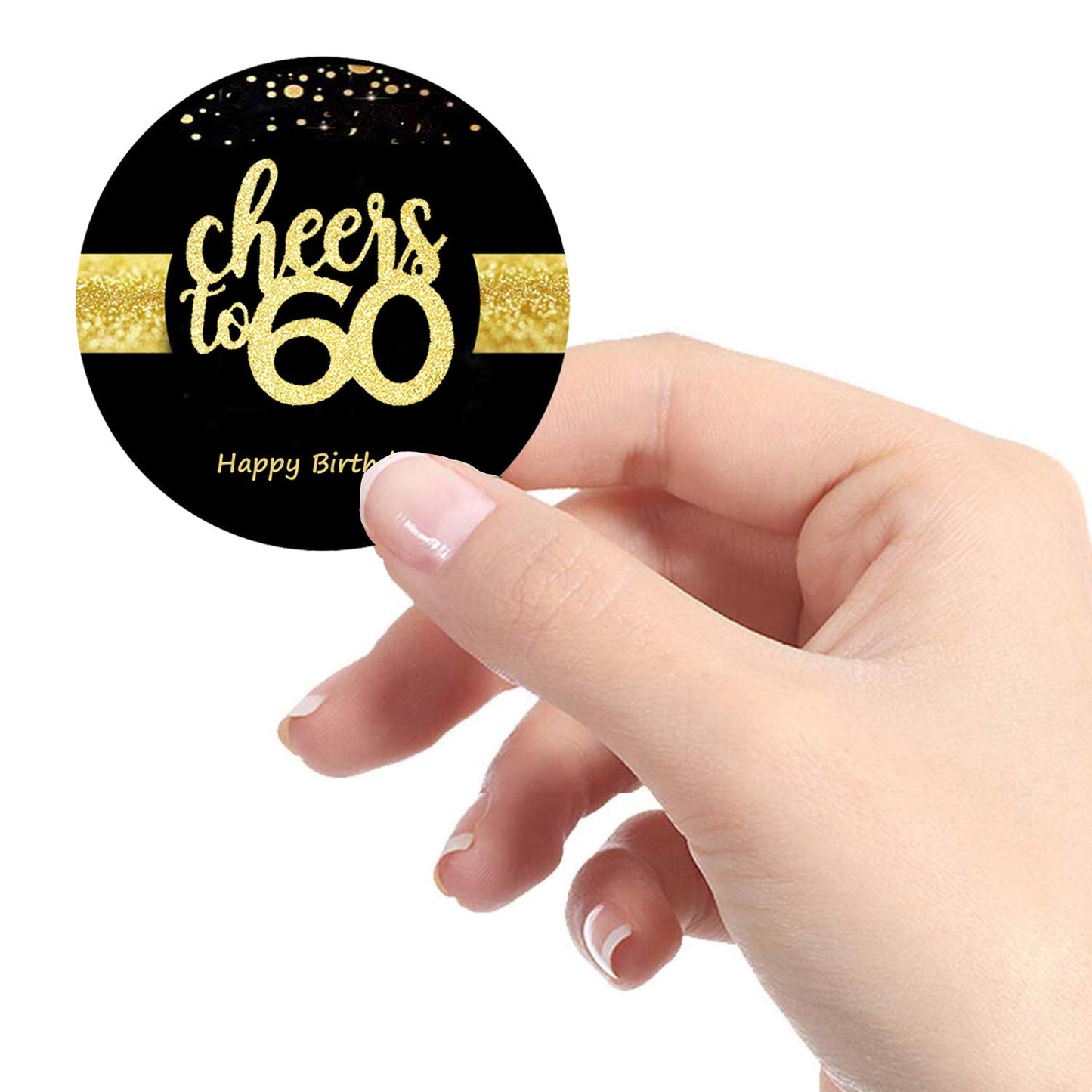 Sumerk 48 Pcs Cheers To 60 Stickers Large Bottle Stickers 60Th Birthday Stickers Card Seals 2 Inches Round Happy Birthday Party