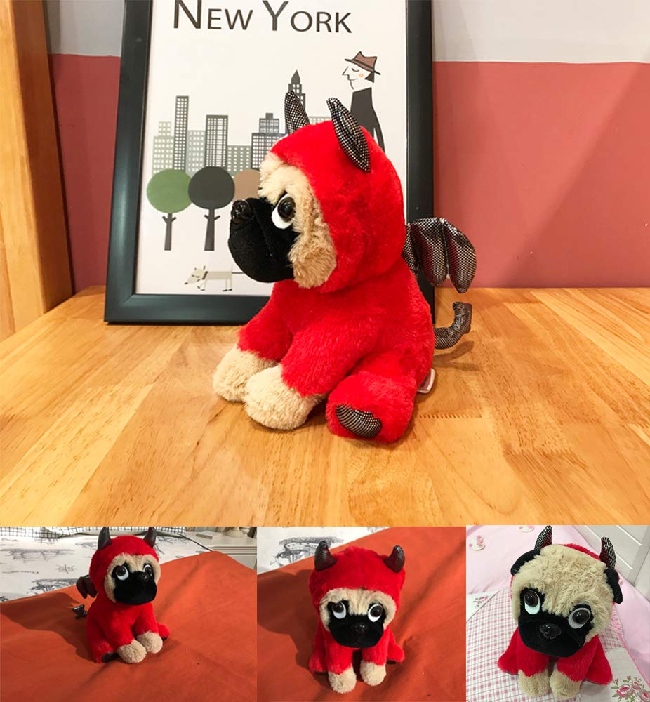 JoyAmigo Adorable Pug Stuffed Animal Dressed in a Devil Costume Plush Soft Puppy Dog with Demon Outfit for Kids or Pug Lovers Great  Party Nursery Decors