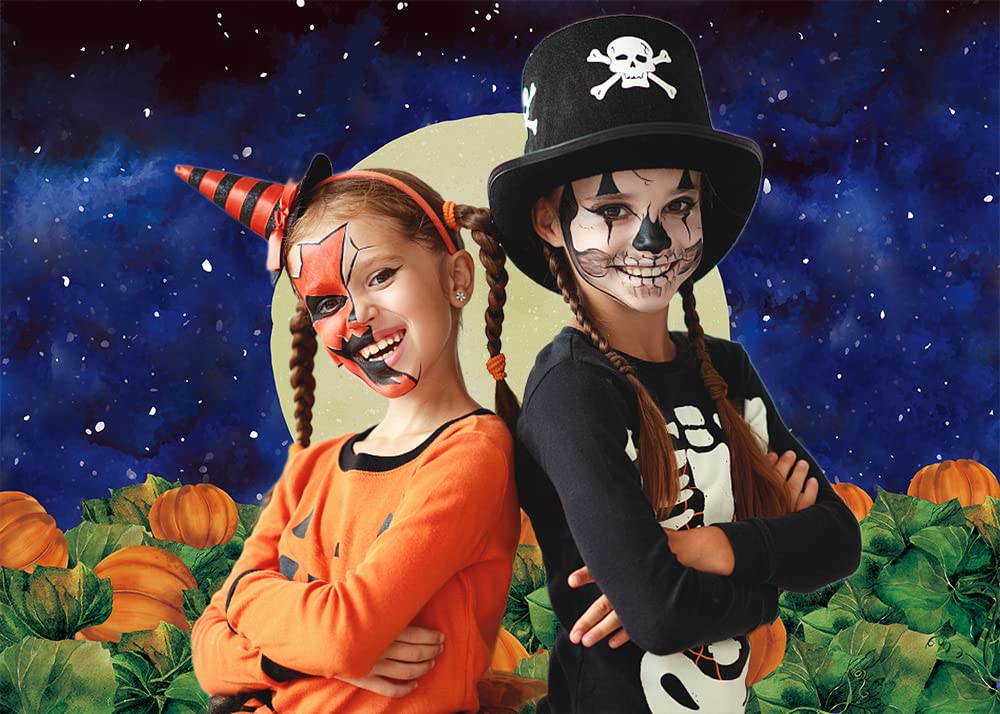 Halloween Background Moon Pumpkin Starry Night Decoration Banner Halloween Pumpkin Field Party Backdrop (7x5ft)