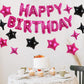 TONIFUL 35PCS Hot Pink Happy Birthday Decorations Kit 16 Inch Happy Birthday Balloon Banner with Star Balloons Mylar Foil Birthd