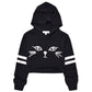 Girls Long Sleeve Sweatershirt Cropped Cat Hoodie Leather Sleeves Black 12T 13T