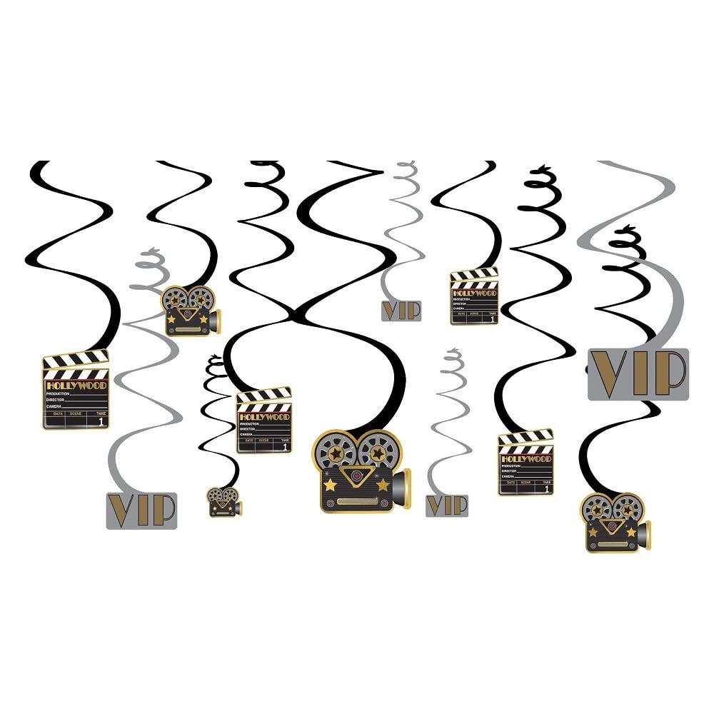 Amscan 674473 Movie Foil Swirl Hanging Decorations Each