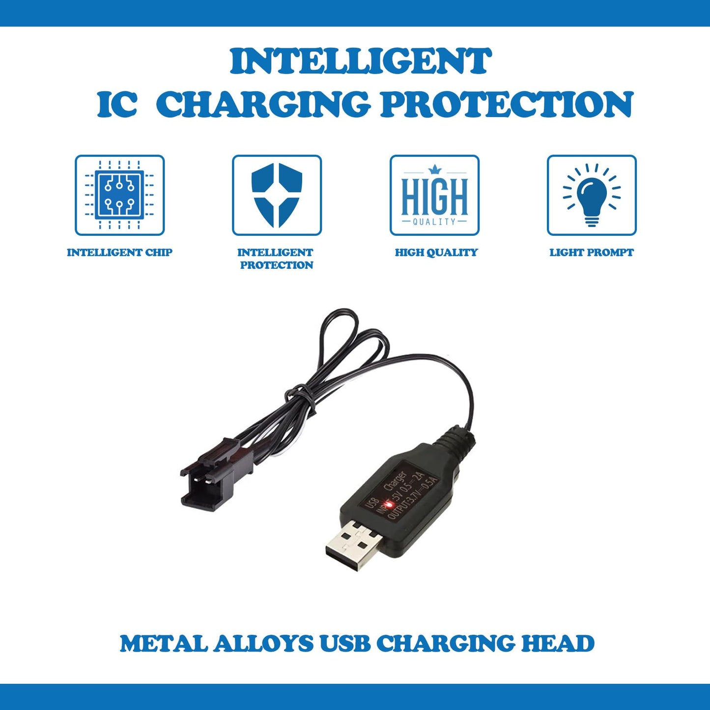 2 Pack 3.7V 500mAh Li-ion Rechargeable Batteries with Dual Protection and USB Charger Cables, SM-2P plug Design, Universally Com