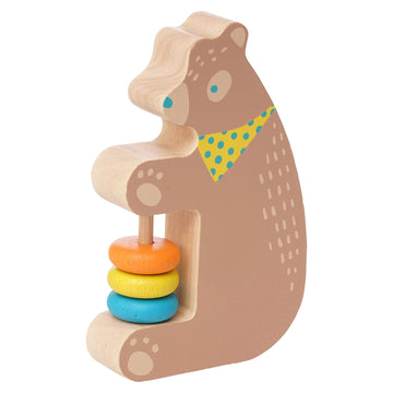 Manhattan Toy Musical Forest Trio 3 Piece Wooden Toy Set For Toddlers With Bear Rattle, Llama Clacker & Hedgehog Guiro