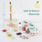 PairPear Tea Party Set Dessert Stand Playset -Wooden Toys Pretend Play Food Kitchen Accessories for Toddler Tea Set Birthday Gif
