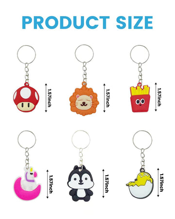 Gadmexily 100Pcs Cartoon Keychain For Kids Party Favors, Mini Cute Keyring For Classroom Prizes, Birthday Christmas Party Favors Gift, Goodie Bag Stuffers Supplies, 20 Colors