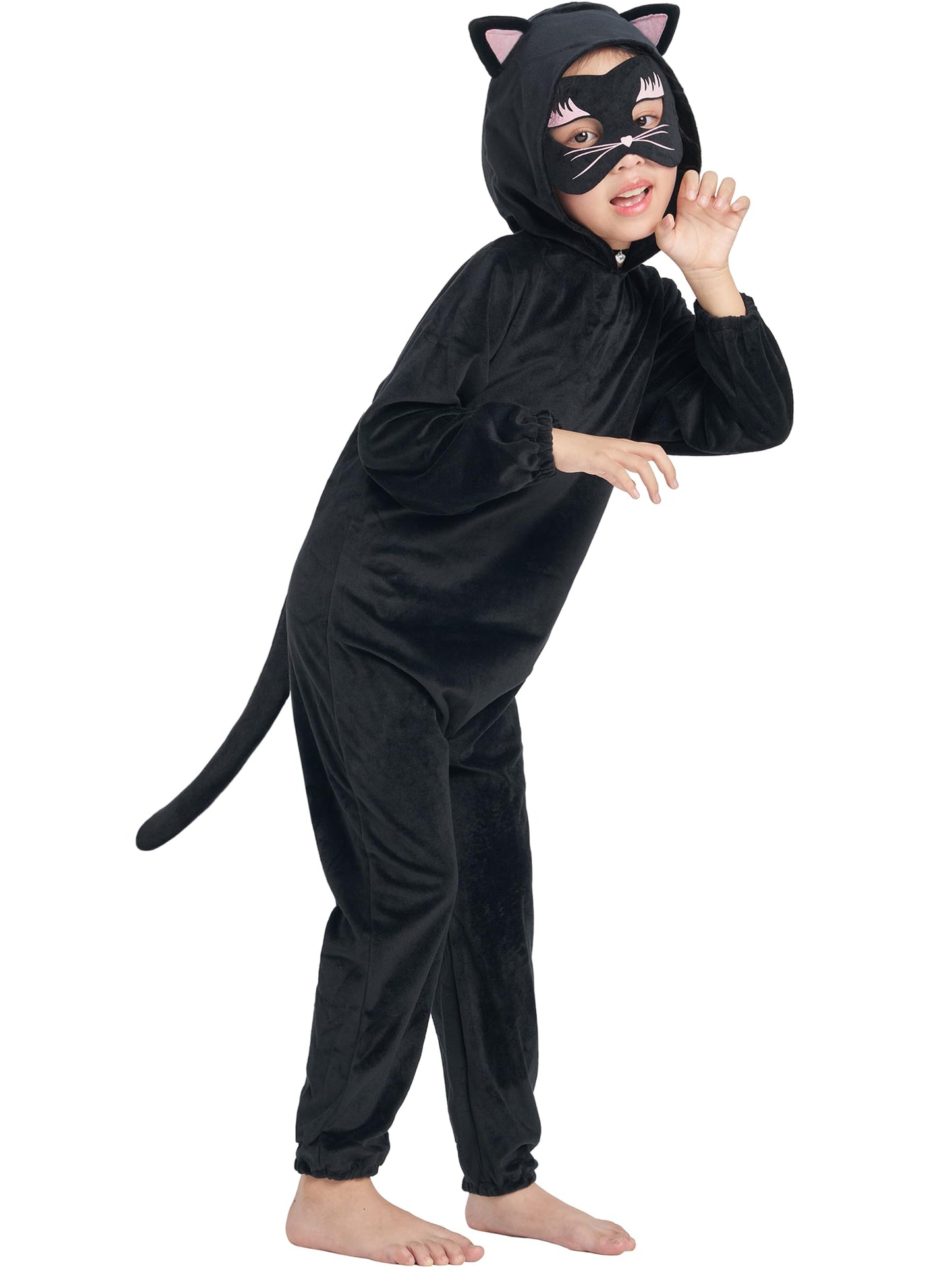 Ikali Cat Costume For Girls, Kids Toddlers Black Cat Costume With Eye Mask, Choker And Tail 8-10 Years