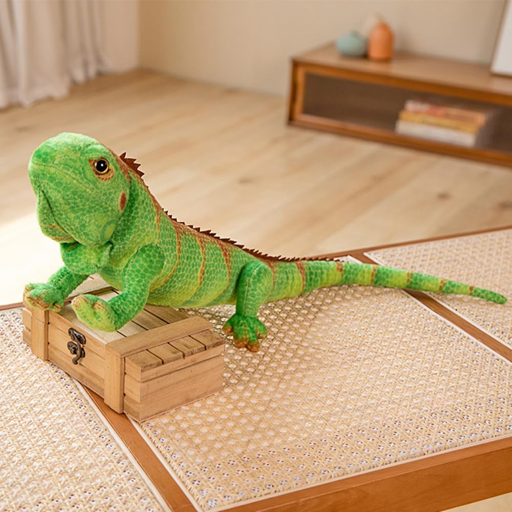 Xshelley Realistic Green Lizard Stuffed Animal Toy, 37.4 inches, Plush Fabric, Chameleon Design, Perfect Wildlife Gift for Kids