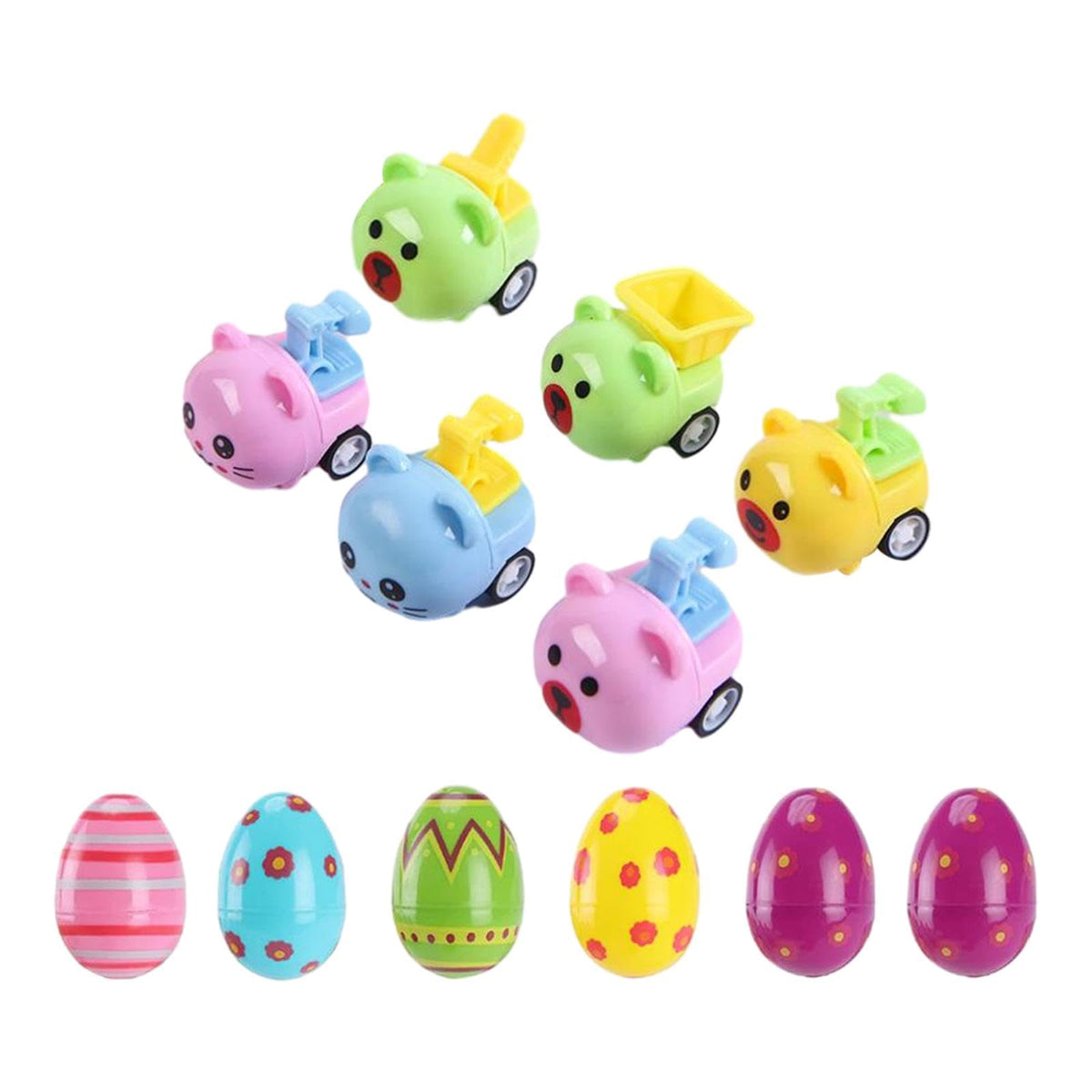 ATORSE Prefilled Easter Eggs for Carnival Prizes Goodie Bag Fillers Party Favors 12pcs Toy Animal Car