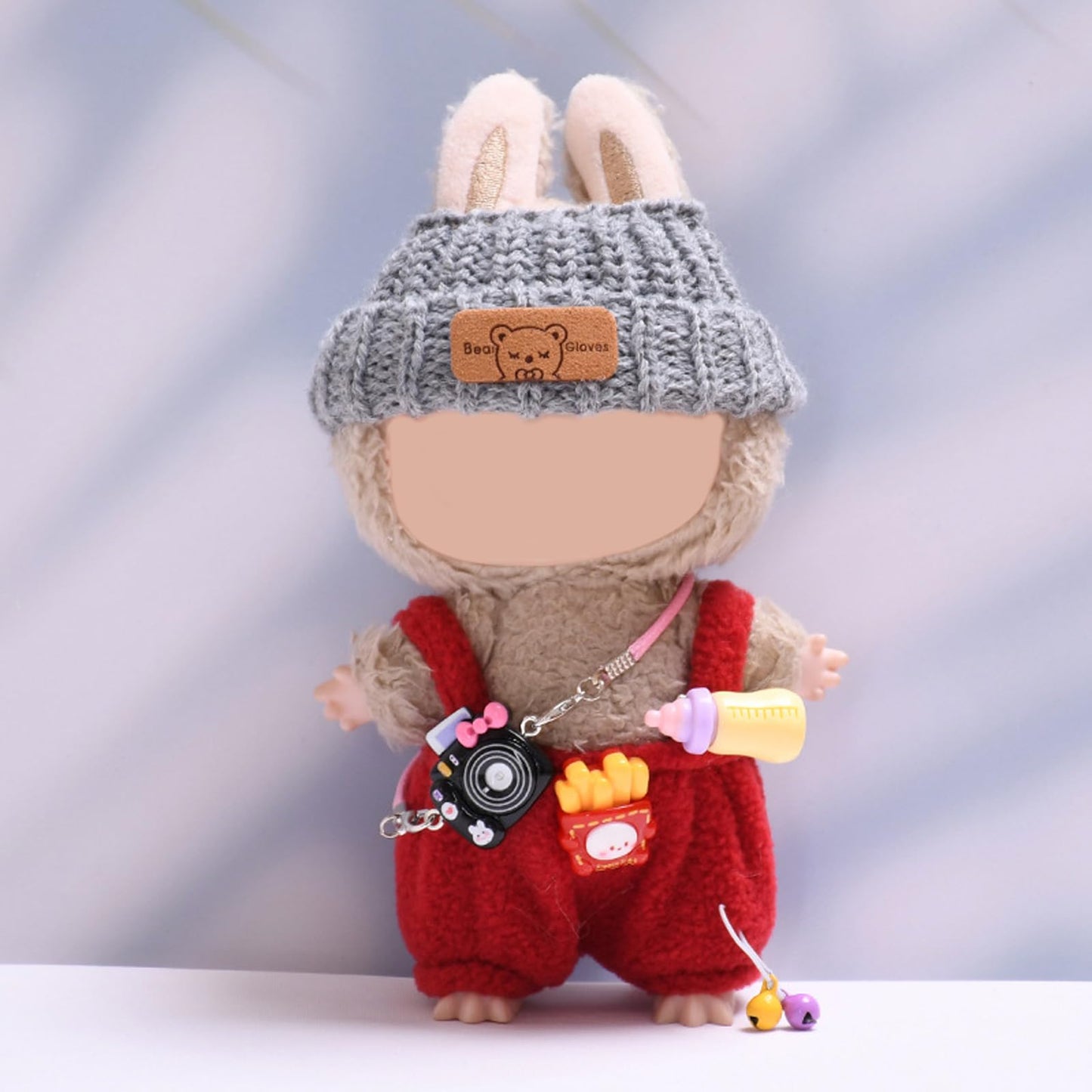 QIUTIMIY Clothes for Doll 17cm Doll Clothes 3-Piece-red-Set Doll Clothes enhanced Doll Outfit with Accessories-Overall+Hat+Camera(NO Doll Included)