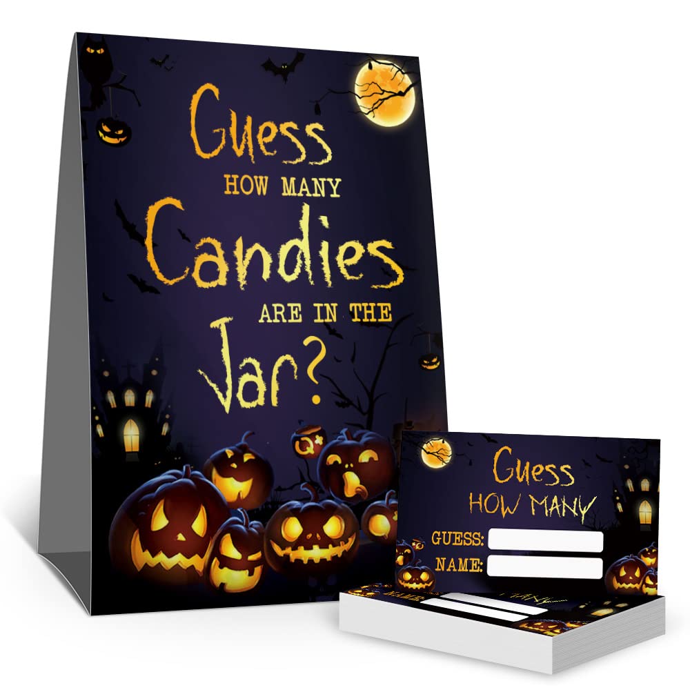 Hiweran Halloween Guess How Many Candies Party Game Cards, Funny Pumpkin Party Raffle Ticket, Gag Activities Party Decorations G