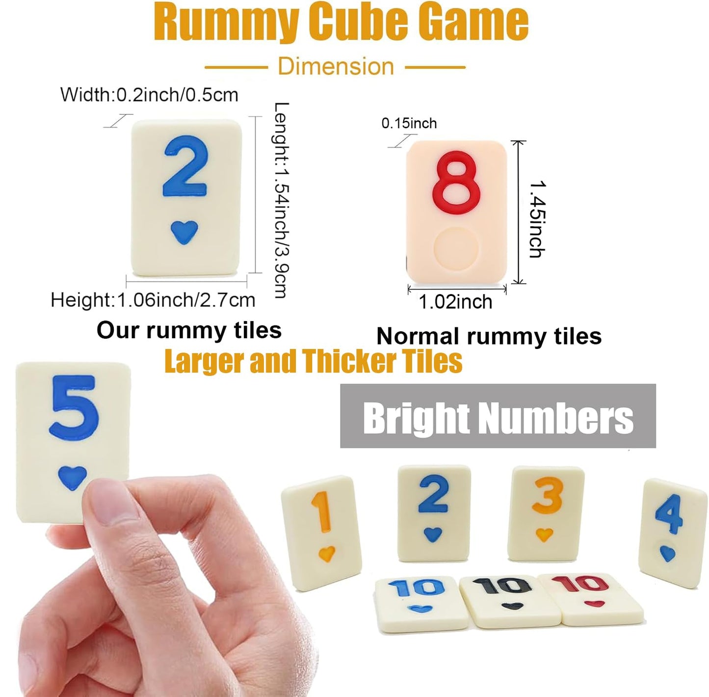 Rummy Cube Game With Case 6 Players, Large Number Rummy Cube For 6 Player With 6 Wooden Racks/Trays, 160 Tiles Travel Size Rummy