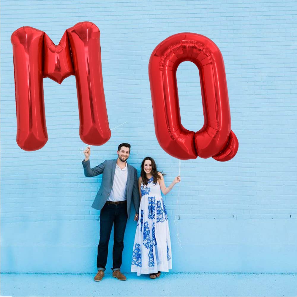 Toniful 40 Inch Large Bright Red Letter Balloons A-Z, Giant Jumbo Helium Foil Mylar Big Letter M Balloons For Birthday Party Ann