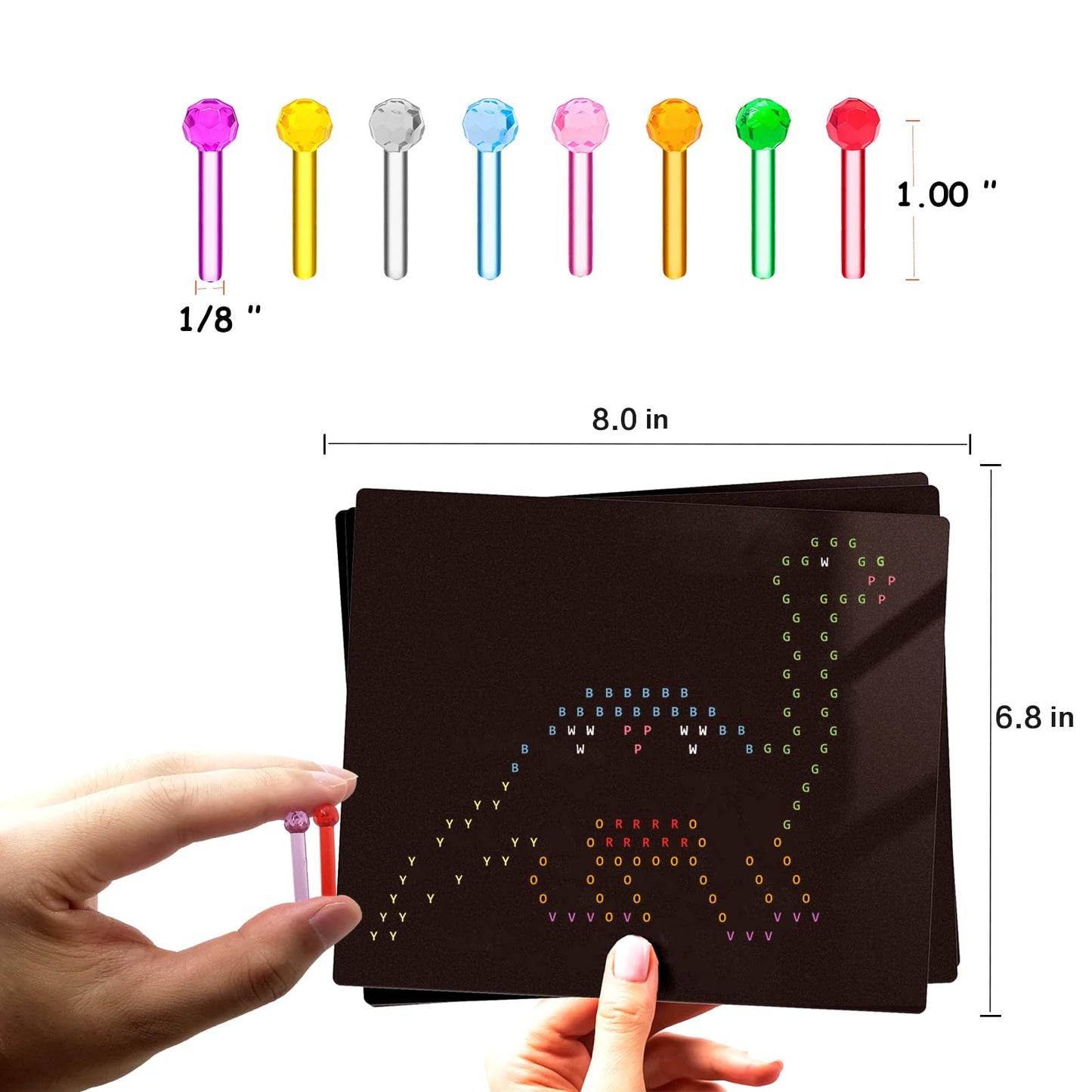 Ayidawedo Refill Dinosaur Template and 8 Color Peg Pack,Light Bright Pegs and Refill Sheets. Extras Accessories for Lite Brite U