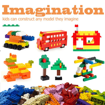 Huizdq Building Blocks, 1100 Pieces, Compatible With All Major Brands, Classic Bulk Blocks, Includes Wheels, Door, Window, Stree