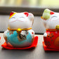Kuuleyn 5Pcs Mini Maneki Neko,Lucky Cat Figurines,Japanese Ceramic Fortune Cat Figurines Small Cute Bright Colors Smoothing Lines Maneki Neko Figurines For Car Table