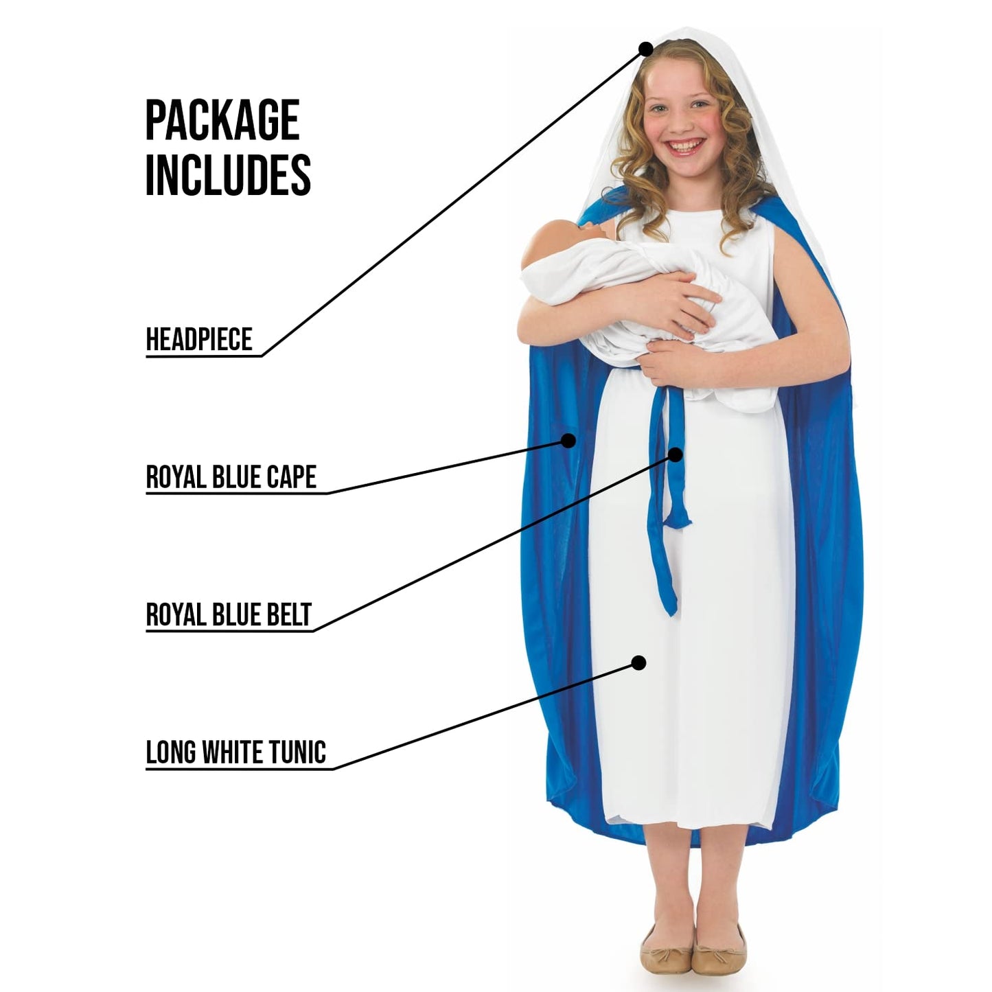 Fun Shack Virgin Mary Costume Kids, Virgin Mary Costume Girls, Mary Kids Costume, Saint Mary Costume Kids, Medium