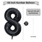 Paticool 40 Inch Black Number Balloon 8, Large Number Foil Balloons Mylar For Girl Boy Birthday Party Celebration Decorations Su