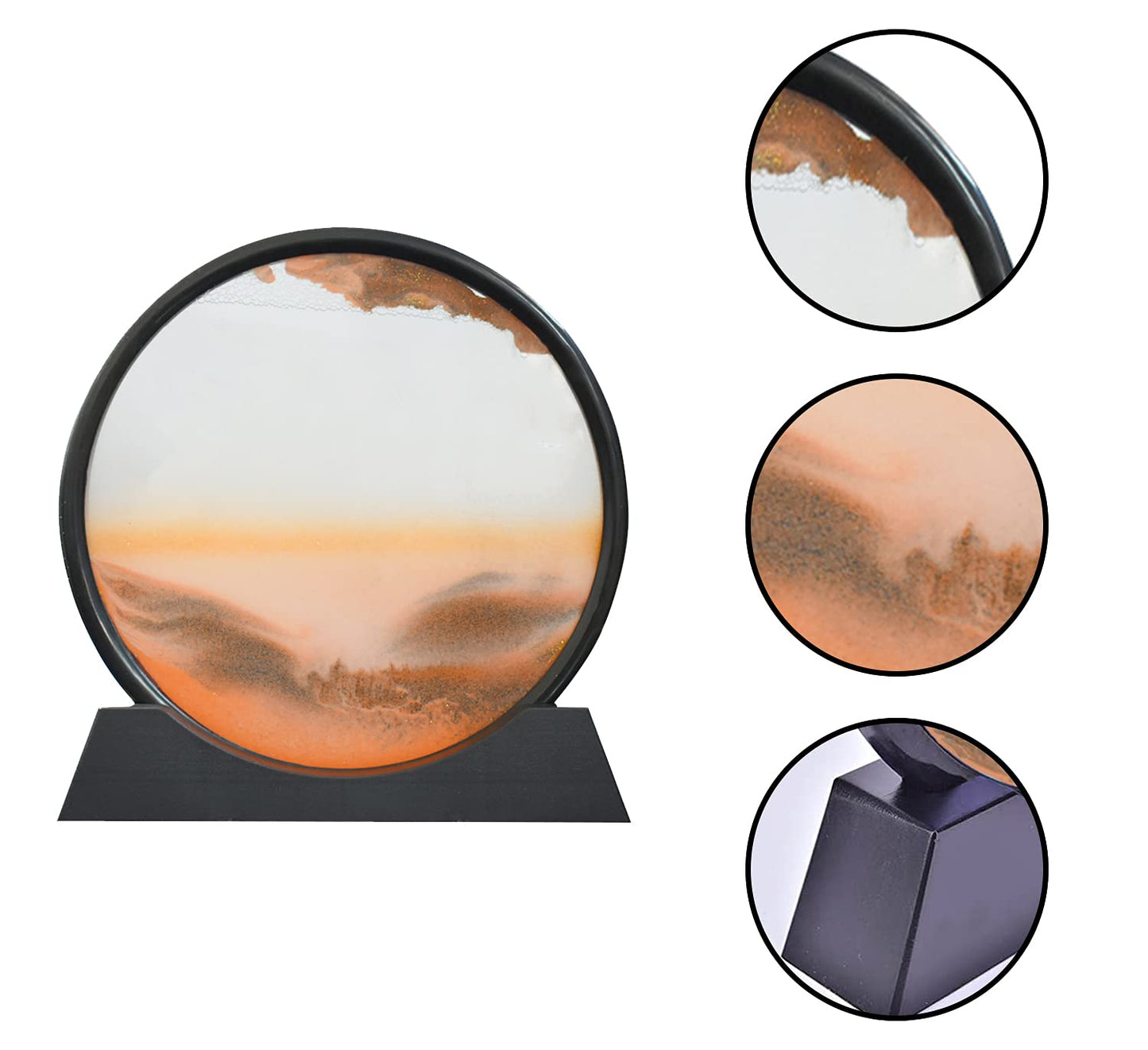 Muyan Moving Sand Art Picture Sandscapes in Motion Round Glass 3D Deep Sea Sand Art for mature-themed Kid Large Desktop Art Toys (Orange  12 Inch)