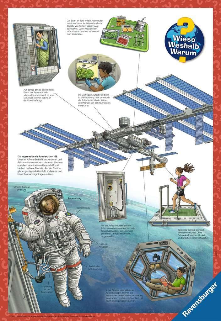 Ravensburger Children'S Puzzle 13366 - At The Space Station - Wieso? Weshalb? Warum? Puzzle 100 Pieces Xxl + Knowledge Poster For Space Fans From 6 Years