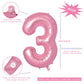 Vonokee 40 Inch Pink Giant Number Balloons 3, Jumbo Digital Foil Mylar Balloon For Birthday Party Wedding Anniversary Celebratio