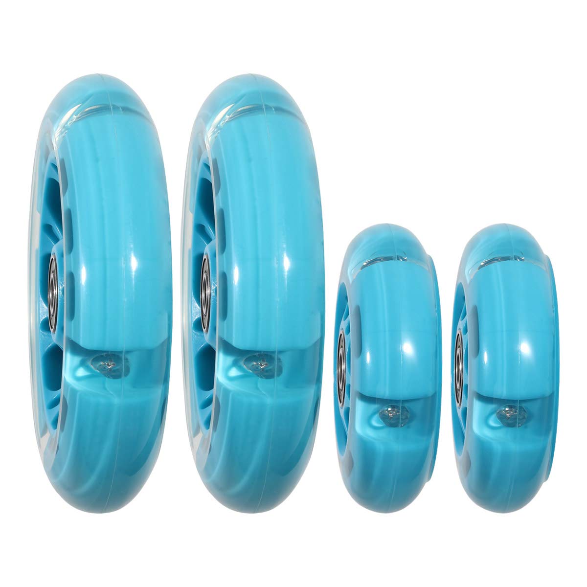 Front 120Mm & Rear 80Mm Light-Up Flashing 3-Wheeled Kid Scooter Replacement Wheels, Complete Wheels Set For 3-Wheeled Kid Push S