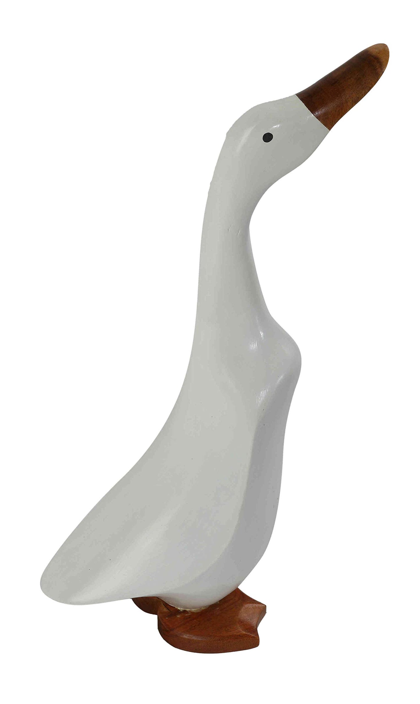 Bare Decor Albert The Duck, Hand Carved And Painted White, Bamboo Root Figurine, 15''