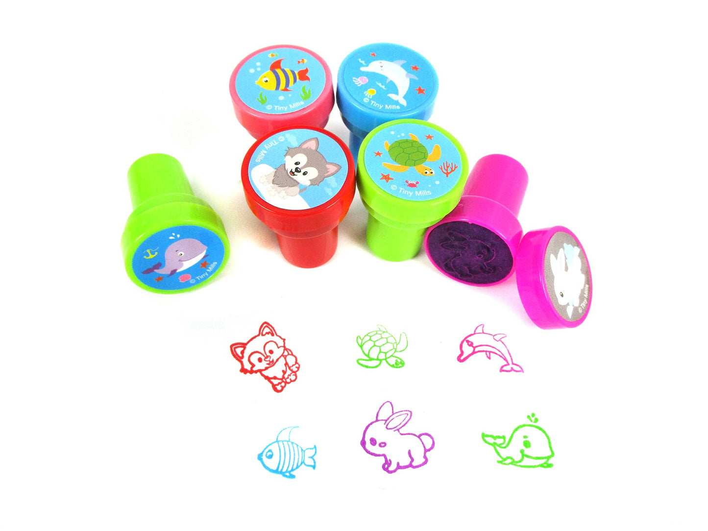 TINYMILLS 60 Pcs Animals Assorted Stampers for Kids Party Favor Goodie Bag Prizes Classroom Rewards Pinata Filler Arts and Craft