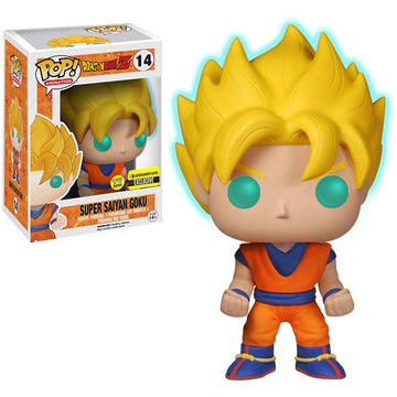Funko Super Saiyan Goku [Glow-in-Dark] (EE limited availability): Dragonball Z x POP! Animation Vinyl Figure & 1 POP! Compatible PET Plastic Graphical Protector Bundle [#014 / 05040 - B]