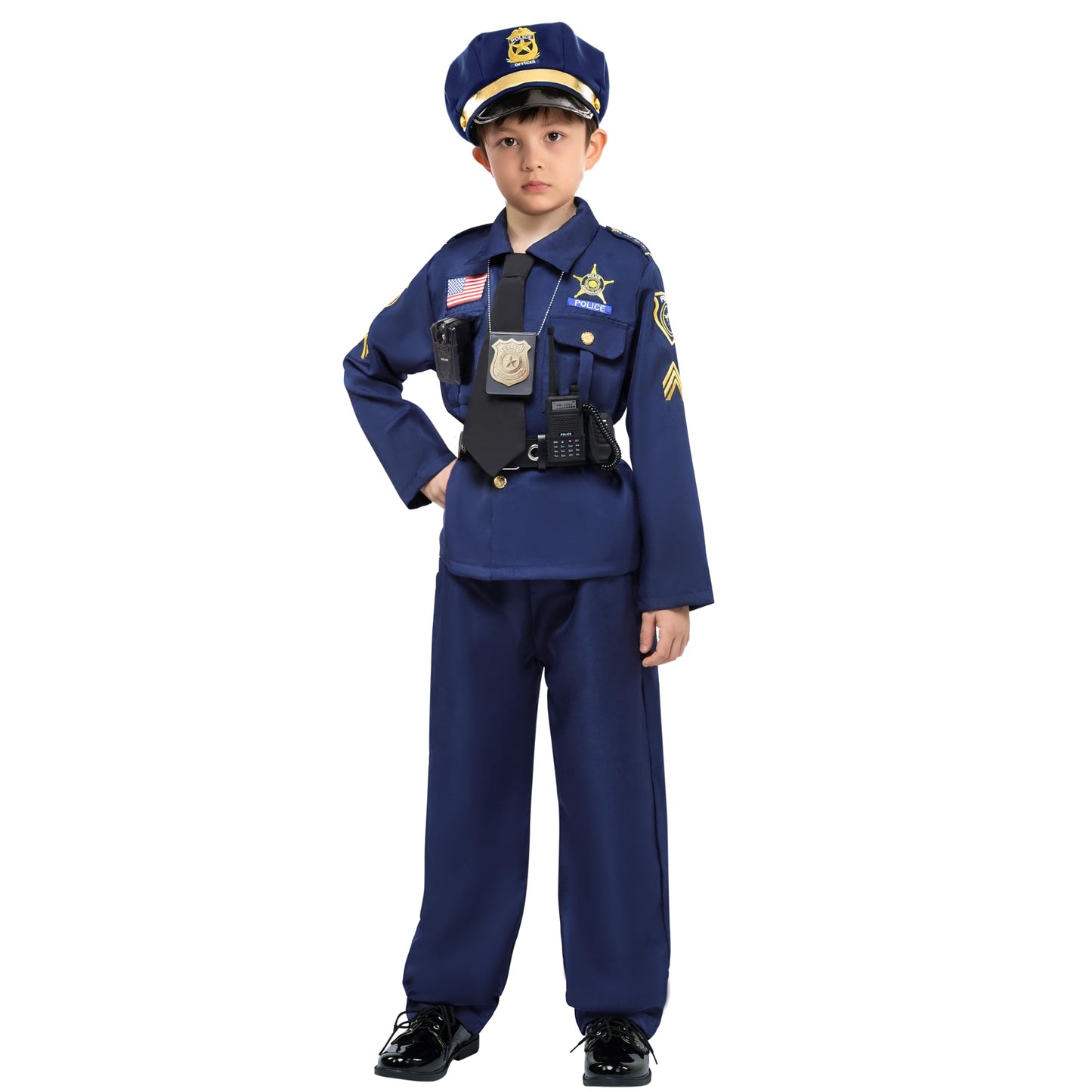 Spooktacular Creations Halloween Police Costume for Kids  Dark Blue Police Officer Costume for Boys  Toddler Cosplay RolePlay Themed Party (Small  5-7 yrs)