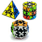 D ETERNAL QiYi Gear Cube Combo Set of Sphere Pyraminx and Cylinder Shaped Speed Magic Cube Puzzle (Tiled)