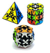 D ETERNAL QiYi Gear Cube Combo Set of Sphere Pyraminx and Cylinder Shaped Speed Magic Cube Puzzle (Tiled)