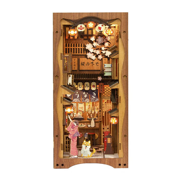 Cutebee Diy Book Nook Kit, Diy Dollhouse Booknook Bookshelf Insert Decor Alley, Bookends Model Build-Creativity Kit With Led Lig