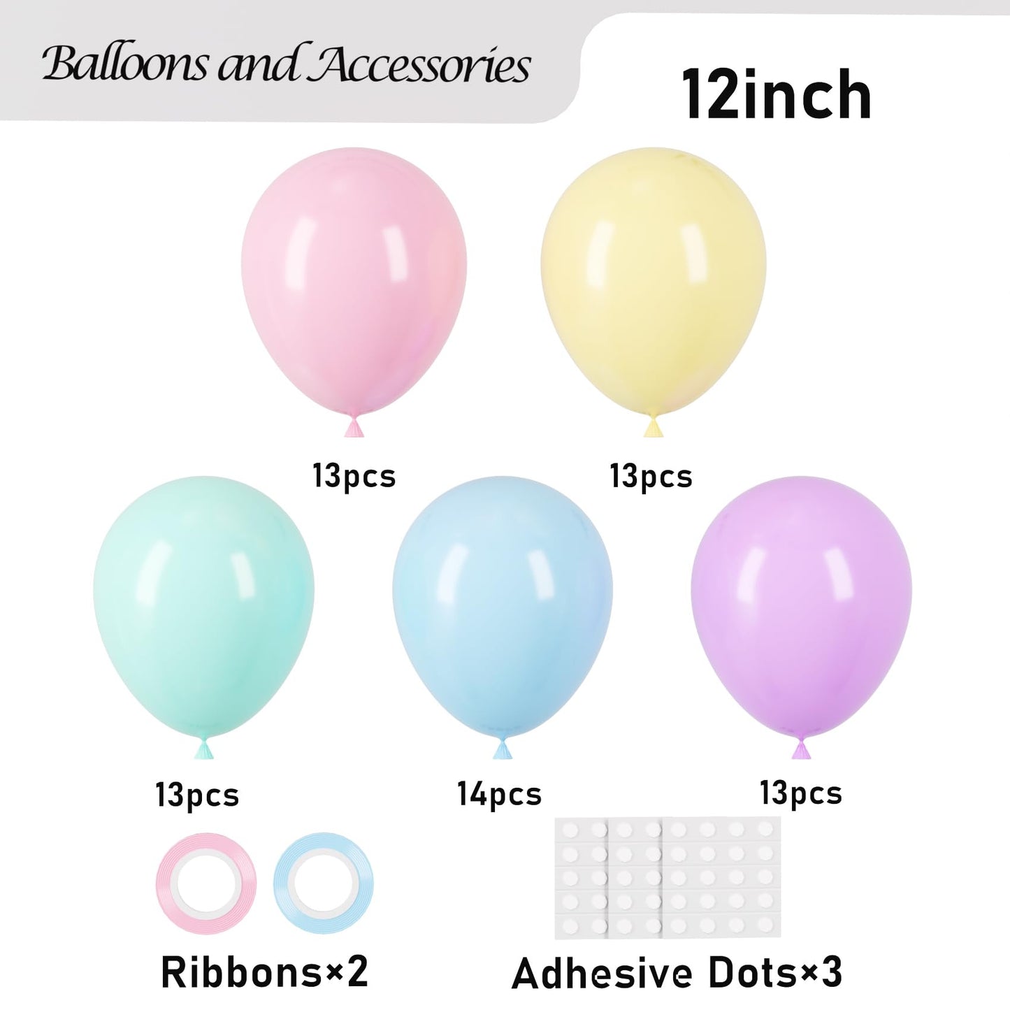 Voircoloria Pastel Balloons, 66Pack 12Inch Macaron Latex Party Balloons For Graduation, Easter, Wedding, Birthday, Bridal Shower