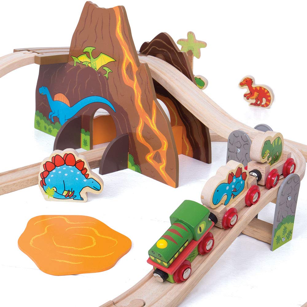 Bigjigs Rail, Dinosaur Wooden Train Set (49Pc), Wooden Toys, Train Sets, Dinosaur Toys, Bigjigs Train Sets, Dinosaur Track, Wooden Train Sets, Trains For Kids