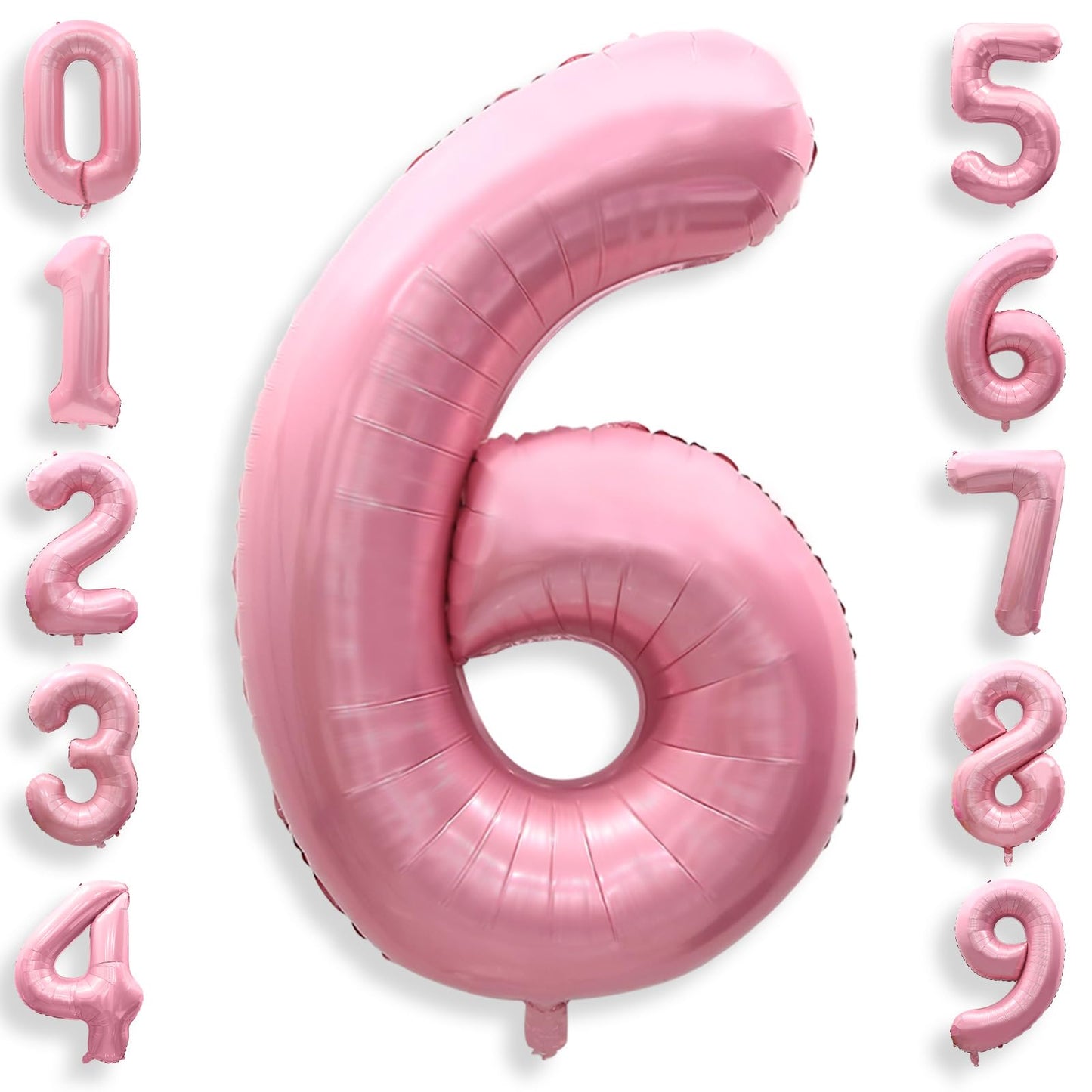 40 Inch Pink Number 6 Balloons, Large Balloon Number Foil Number Balloons, Light Pink 6th Foil Birthday Balloon for Girls Birthd