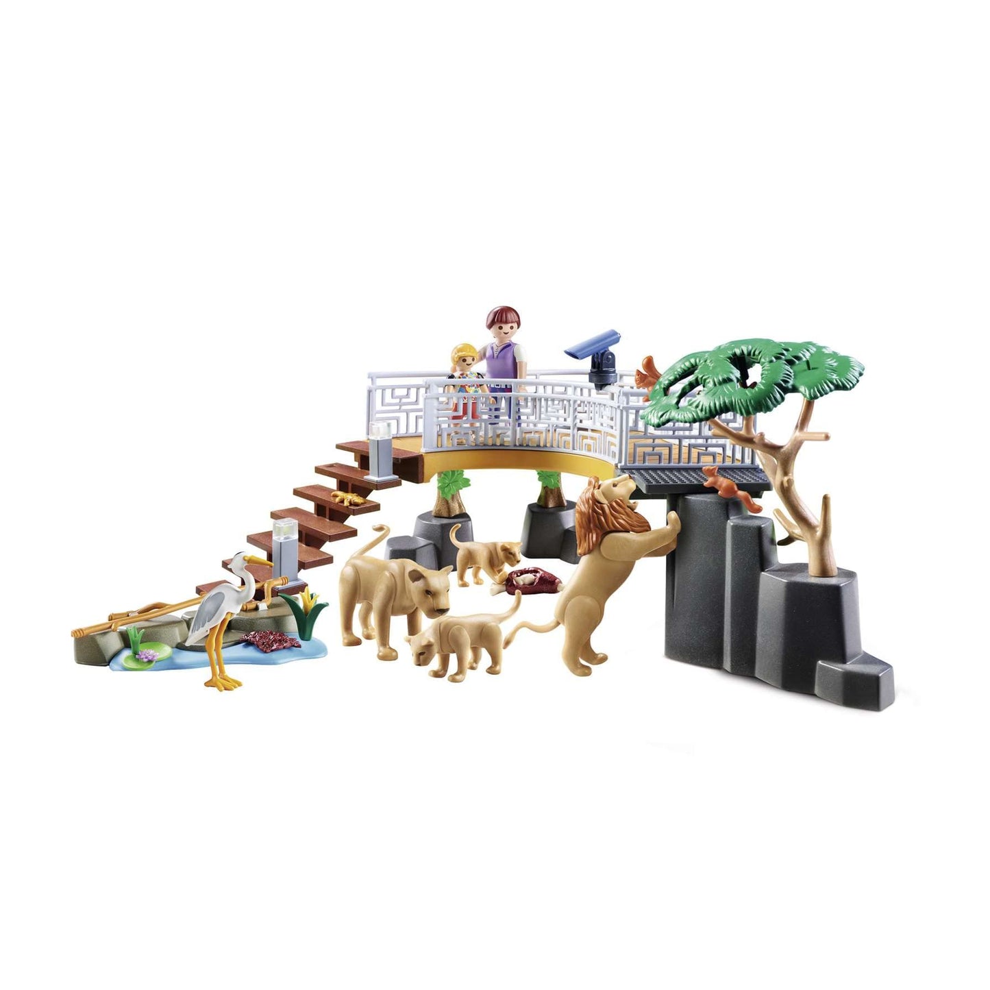 Playmobil Outdoor Lion Enclosure, Plastic, 34.8x12.0x18.7 cm, Multicoloured, Model 70343