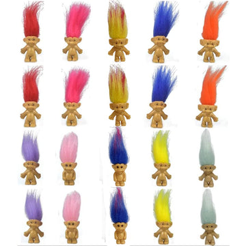 Yintlilocn 20Pcs Mini Troll Dolls, Pvc Vintage Trolls Lucky Doll Mini Action Figures 1.2' Cake Toppers Chromatic Adorable Cute Little Guys Collection, School Project, Arts Crafts, Party Favors
